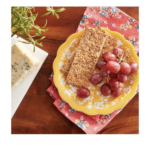 The Pioneer Woman Country Splatter Yellow Appetizer Plate set 4 Yellow Melamine - Picture 5 of 6